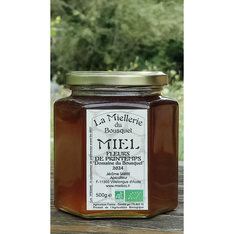 Miel Bio Fleurs de Printemps "Domaine du Bousquet" 2024 pot 500g Miel Bio Fleurs de Printemps "Domaine du Bousquet" 2024 pot 500g