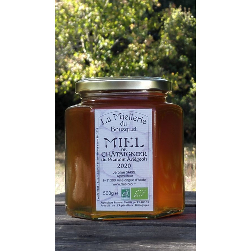 Miel de Châtaignier Bio Ariège Pyrénées France 2025 pot 500g