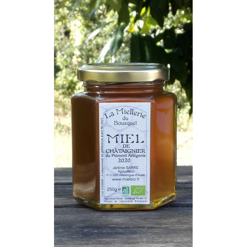 Miel de Châtaignier Bio Ariège Pyrénées français 2025 pot 250g