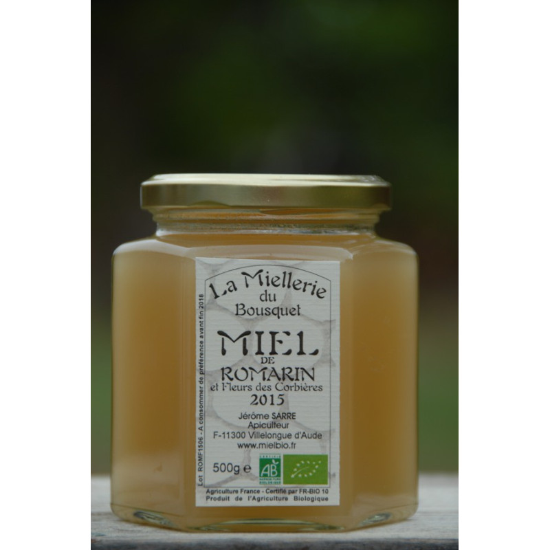 Miel Bio Romarin et Fleurs des Corbières 2015 pot 500g Miel Bio Romarin et Fleurs des Corbières 2015 pot 500g