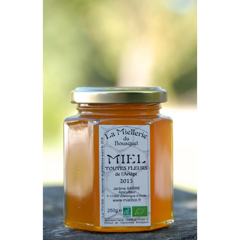 Miel Bio Fleurs de l`Ariège 2015 en pot 250g Miel Bio Fleurs de l`Ariège 2015 en pot 250g