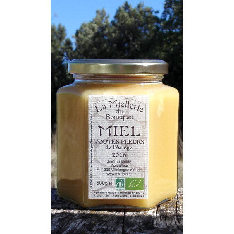 Miel Bio Fleurs de l`Ariège 2016 en pot 500g Miel Bio Fleurs de l`Ariège 2016 en pot 500g