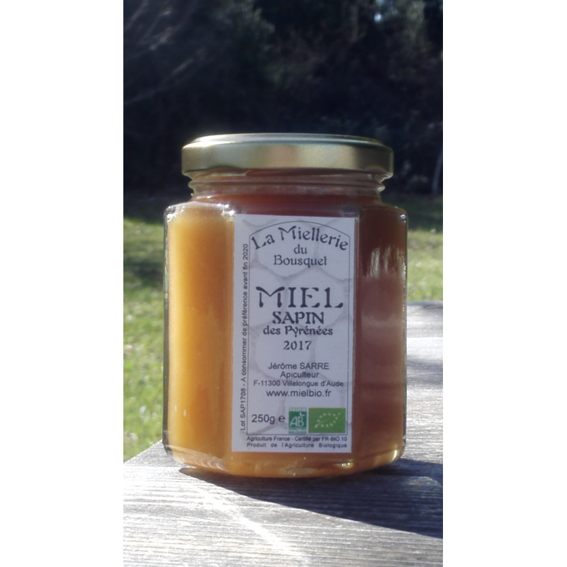 Miel Bio de Sapin 2017 cristallisé, aspect en mars 2019 Miel Bio de Sapin 2017 cristallisé, aspect en mars 2019
