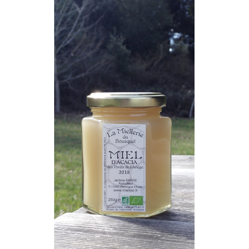 Miel Acacia Bio Pyrénées Ariège 2018 pot 250g, mars 2019 Miel Acacia Bio Pyrénées Ariège 2018 pot 250g, mars 2019