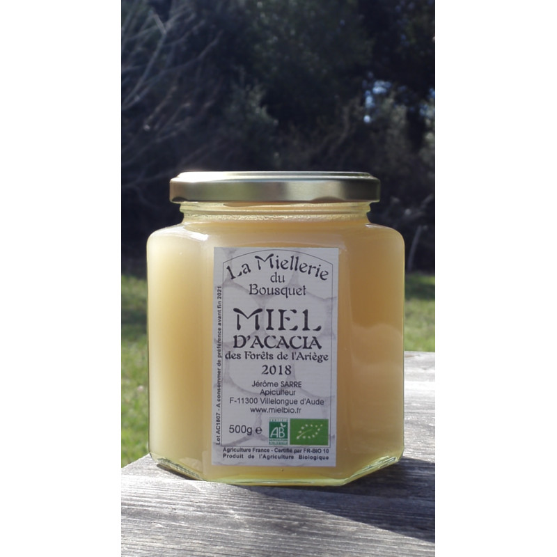 Miel Bio d'Acacia de l'Ariège 2018 500g, mars 2019 Miel Bio d'Acacia de l'Ariège 2018 500g, mars 2019