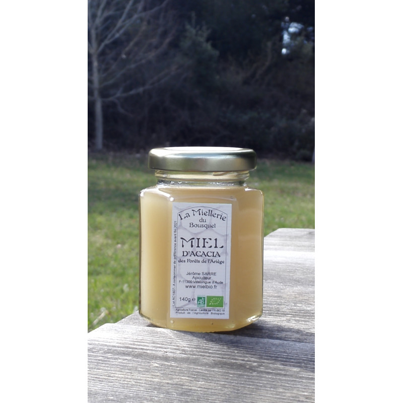 Miel Bio d'Acacia Pyrénées Ariège 2018 pot 140g, mars 2019 Miel Bio d'Acacia Pyrénées Ariège 2018 pot 140g, mars 2019