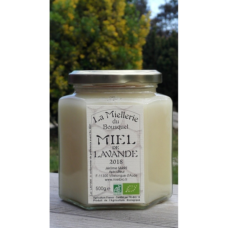 Miel Bio de Lavande 2018 en pot 500g en mars 2019. Ce miel est maintenant cristallisé. Miel Bio de Lavande 2018 en pot 500g en mars 2019. Ce miel est maintenant cristallisé.