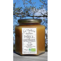 Miel de Châtaignier Bio Ariège 2018. Ce miel est cristallisé, photo mars 2019.
