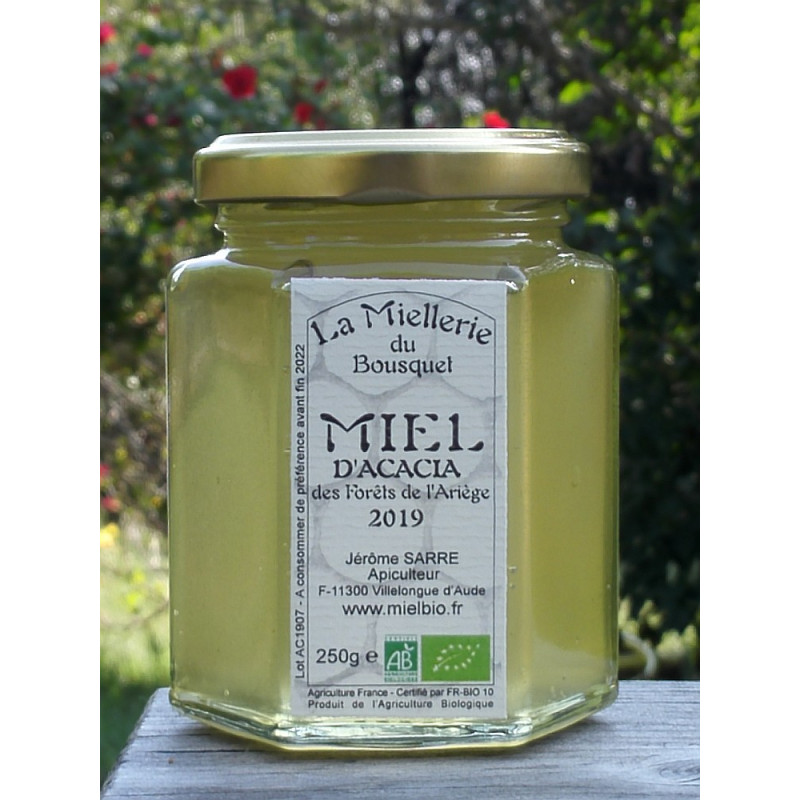 Miel Bio de l'Acacia 2019, aspect à la mise en pot juillet 2019 Miel Bio de l'Acacia 2019, aspect à la mise en pot juillet 2019