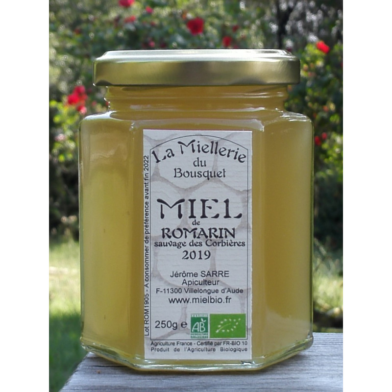 Miel Bio de Romarin sauvage Corbières 2019, aspect début juillet 2019, en cours de cristallisation Miel Bio de Romarin sauvage Corbières 2019, aspect début juillet 2019, en cours de cristallisation