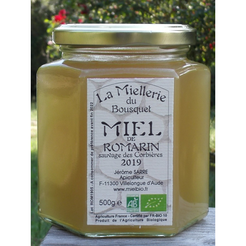 Miel Bio de Romarin sauvage Corbières 2019, aspect début juillet 2019, en cours de cristallisation Miel Bio de Romarin sauvage Corbières 2019, aspect début juillet 2019, en cours de cristallisation